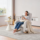 Rocking Chair Nursery, Modern Glider Chair with Adjustable Footrest and Solid Wood Legs, High Backrest Nursery Chair with Side Pocket, Rocker Armchair for Living Room Bedroom, Teddy Ivory by TinyTreasures Baby Boutique