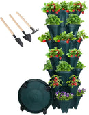 Vertical Planter 7 Tier Stackable Planters Garden Planters Strawberry Herb Flower and Vegetable Planter Indoor Outdoor Gardening Pots with Removable Wheels and Tools by CozyNest Decor