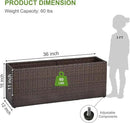 LEWIS&WAYNE Large Rectangular Block Planter Box Handmade Wicker Tall Planters for Outdoor Plants with Removable Liners Modern Planter for Indoor Outdoor Patio Deck - Brown, 36''x12''x16'' by CozyNest Decor