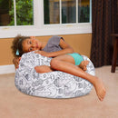 Posh Creations Bean Bag Chair for Kids, Teens, and Adults Includes Removable and Machine Washable Cover, Canvas Coloring Fabric - Fun Creatures, 27in - Medium by TinyTreasures Baby Boutique