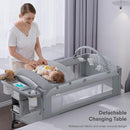 4 in 1 Baby Bassinet, Pack and Play, Bedside Crib Sleeper, Diaper Changer - Comes with Mattress, Mosquito Net，Bottom Storage and Toy Bar for Newborn to Toddles by TinyTreasures Baby Boutique