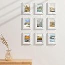 Vittanly 4x6 Picture Frames Set of 9, Shatter Resistant Plexiglass, Display 3.5x5 Pictures with Mat or 4x6 without Mat, Photo Frames for Wall or Tabletop, Engineered Wood, White by CozyNest Decor