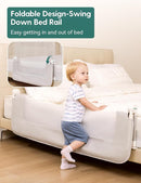 BABELIO Bed Rail for Toddlers, 59" Wide Swing Down & Adjustable Height Toddler Bed Rails for Kids/Elderly/Adults, Baby Side Railing for Twin/Full/Queen/King Size by TinyTreasures Baby Boutique
