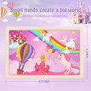 Wooden Puzzles Toys for Kids Ages 3-5, Set of 4 Packs with 20-Piece Unicorn Mermaid Princess Wood Jigsaw Puzzles, Preschool Educational Brain Teaser Toys for Girls 3 4 5 6 Years Old. by TinyTreasures Baby Boutique