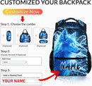 Custom Wolf Backpack for Boys Kids - 17 Inch Personalized Lightning Backpack for School Kindergarten Elementary Primary Senior Middle - Durable Cool Schoolbag with Name by TinyTreasures Baby Boutique