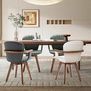 LUNLING Swivel Dining Chairs Set of 4, Mid Century Modern Black Faux Leather Kitchen Chairs with Arms,Bamboo Legs Side Chairs No Wheels,Accent Chair for Dining Rooms and Offices by CozyNest Decor
