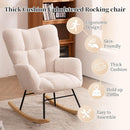 NIOIIKIT Nursery Rocking Chair Teddy Upholstered Glider Rocker Rocking Accent Chair Padded Seat with High Backrest Armchair Comfy Side Chair for Living Room Bedroom Offices (Ivory Teddy) by TinyTreasures Baby Boutique