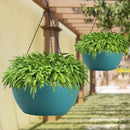 WOUSIWER 13 inch 2 Pack Large Hanging Planters for Indoor Outdoor Plants with Drainage Holes and Chain, Round Hanging Flower Pots for Garden Home Porch Decor, Myrtle Green by CozyNest Decor