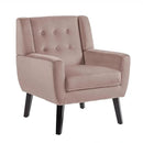 UIXE Accent Chair, Velvet Upholstered Armchair for Living Room, Modern Club Arm Chairs Comfy Single Sofa Button Tufted Bedroom Reading Seat - Skin Pink, Set of 1 by CozyNest Decor
