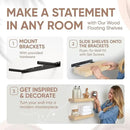 Homeforia Wood Floating Shelf 12 inch, High End Solid Natural Wood 12inch Floating Shelves for Wall Mounted, Unfinished Small Wooden Floating Shelves, Heavy Duty Bracket, 12 X 6.5 X 1.75 in, Set of 4 by CozyNest Decor