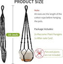 35 Inch Macrame Plant Hanger - Fits 4-13 Inch Pots, Supports Up to 22lbs, Sturdy Hanging Planter Holder for Indoor Outdoor, Boho Home Decor, 2 Pack, Black (POTS NOT Included) by GreenHaven Gardens
