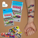 BioSwiss Bandages, Race Cars Shaped Self Adhesive Bandage, Latex Free Sterile Wound Care, Fun First Aid Kit Supplies for Kids and Adults, 50 Count by TinyTreasures Baby Boutique
