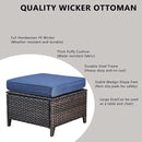 Outdoor Wicker Patio Furniture Set - 6 Piece Rattan Patio Conversation Set with 2 Rocking Swivel Chairs,2 Ottomans,1 Sofa and 1 Coffee Table for Porch Deck Backyard Garden(Brown/Blue) by GreenHaven Gardens