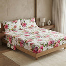 DaDa Bedding Romantic Roses Lovely Spring Pink Floral Garden Fitted & Flat Bed Sheet Set w/ Pillow Cases (JHW879) by DaDalogy Bedding Collection