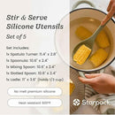 Starpack 'Stir & Serve' Silicone Cooking Utensils Set (5 Pcs) - Kitchen Utensils Set Heat Resistant to 600°F - Kitchen Utensils for Nonstick Cookware - Silicone Utensil Set for Mixing & Cooking by CozyNest Decor
