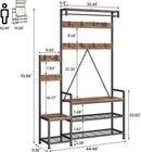IDEALHOUSE Hall Tree with Bench and Shoe Storage Parent-Child Coat Rack Shoe Bench Industrial Coat Tree Entryway Large Organizer with Shoe Rack, Storage Cubbies, Hooks, and Top Shelf by CozyNest Decor