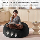 Bean Bag Chair 3Ft, Memory Foam Filled, Large Beanbag Chairs for Adults and Teens, Soft Sofa with Removable Flannel Cover, Round Couch for Living Room Bedroom College Dorm (Black, 3FT-36×36"×24") by CozyNest Decor