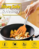 Pack of 2 Silicone Solid Turner, Non Stick Slotted Kitchen Spatulas, High Heat Resistant BPA Free Cooking Utensils, Ideal Cookware for Fish, Eggs, Pancakes (ORANGE) by CozyNest Decor