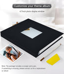 popotop Photo Album Self Adhesive with Picture Display Window,40 Pages DIY Scrapbooking Supplies Kit for 4x6 10x12 Picture,Linen Cover Memory Book for Baby Wedding, with Scraper and Metallic Pen by TinyTreasures Baby Boutique
