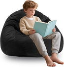 3FT Memory Foam Bean Bag Chairs for Teens or Kids with Filling Bean Bag Sofa with Handle Super Soft Washable Corduroy Fabric Lazy Sofa 3 Foot Black by TinyTreasures Baby Boutique