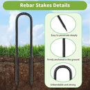 Ground-Stakes-Heavy-Duty-12 inch, U-Hook Rebar Stakes Black Coated Anti-Rust 6pcs Garden Stakes Metal Ground Anchors for Garden Dog Fence Chicken Coop Christmas Decorations Deer Fence by CozyNest Decor