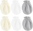 Newborn Mittens No Scratch 100% Cotton Mitts Boy Girl baby mittens 0-6 months 6 Pack by TinyTreasures Baby Boutique