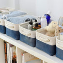 TcaFmac Organization and Storage Cubes - 12x8x5.2 inch Small 6 Pack Collapsible Storage Bins for Sheves, Fabric Storage Basket for Gifts Empty for Closet Cloth Toy Kids Books(White & Jean Blue) by TinyTreasures Baby Boutique