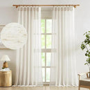 FMFUNCTEX Linen Sheer Pinch Pleated Curtains for Living Room, Linen Flax Beige 108 Inches Long Sheer Curtain See Through Panels for Bedroom, Natural Window Drapes for Farmhouse, Rod Pocket 2 Panels by CozyNest Decor