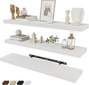 Fun Memories 32 Inch Floating Shelves Wall Shelf Set of 3, White Bathroom Shelves 32 Inch, Farmhouse Home Decor Living Room, Kitchen White Shelves for Wall, 32 x 6.7 x 1.4 Inch by CozyNest Decor