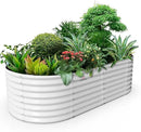 A ANLEOLIFE 8x4x2ft Galvanized Raised Garden Bed Kit, Oval Metal Deep Root Planters for Outdoor Plants Vegetables Flowers Herb, Large Bottomless, 478 Gallon Capacity- Antique White by GreenHaven Gardens