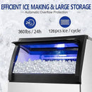 Commercial Ice Maker Machine 360LBS/24H with 77LBS Large Ice Storage Bin, 126Pcs Clear Ice Cubes in 11Mins, Stainless Steel Under Counter Industrial Ice Machine for Bar, Restaurant Business by CozyNest Decor