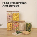 YUNCANG Glass Food Storage Jars 37oz [Set of 6],Clear Glass Food Storage Containers with Airtight Bamboo Lid Stackable Kitchen Canisters for Candy,Cookie,Rice,Sugar,Flour,Pasta by CozyNest Decor
