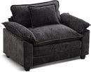 URRED Modular Sectional Sofa Comfy Cloud Couch, Modern Chenille Sofa Sleeper Deep Seat Couches with Ottoman/Pillows for Living Room (Black, 53'') by CozyNest Decor