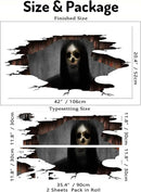 3D Halloween Wall Decals Scary Skeleton Halloween Wall Stickers, Spooky Long Hair Zombie Floor Decor Posters Decals Decorations for Living Room Bedroom Party Supplies by CozyNest Decor