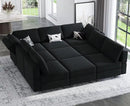 Belffin Modular Sectional Sofa with Ottomans Velvet Reversible Sleeper Chaise Bed Storage Seat Black by CozyNest Decor