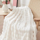 NEWCOSPLAY Faux Fur Throw Blanket Ivory Bubble Blanket Thick Warm Soft for Couch Sofa Bed 550GSM (Ivory, Throw(50"x60")) by CozyNest Decor