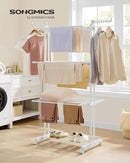 SONGMICS Clothes Drying Rack Stand 4-Tier, Foldable Laundry Drying Rack 68.1-Inch Tall, Stainless Steel, Rolling Clothes Horses Dryer Rack, Easy to Assemble, Indoor Outdoor Use, Cloud White ULLR701W03 by TinyTreasures Baby Boutique