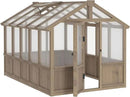 6x10 FT Green House for Outdoor, 6MM Thick Polycarbonate Panel Wooden Walk-in Greenhouse Kit with Lockable Door and Adjustable Roof Vent, Backyard Garden, Light Mocha Brown by GreenHaven Gardens