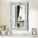 Crushed Diamond Decorative Wall Mirrors, 27.7x39.5 Inch Rectangle Living Room Mirrors for Wall Decor, Modern Glam Bathroom Dining Room Entryway Mirror Silver by CozyNest Decor