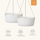 La Jolie Maison Large Hanging Planters - 12 Inch Outdoor Flower Pots, Hanging White Planters Set of 2 by GreenHaven Gardens