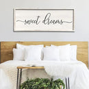 Sweet Dreams Wall Decor Above Bed 40''×15'' Master Bedroom Large Sweet Dreams Sign Farmhouse Wall Decor Guest Room Wood Rustic Framed Over Bed Wall Art Hanging Decoration (White) by CozyNest Decor