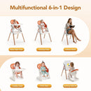 CoziBB Baby High Chair, 6 in 1 Convertible Growing Baby Highchairs for Babies and Toddlers, Baby Chair with Adjustable Dining Tray and Seat, 5-Point Safety Belt,White by TinyTreasures Baby Boutique