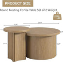 Set of 2 Nesting Coffee Tables Farmhouse,Round Coffee Table Living Room,Wood Finish Coffee Table Set, Small Coffee Tables, Sofa Side Living Room Bedroom Coffee Side Table (Large Size - Set) by CozyNest Decor