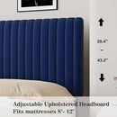 Queen Size Bed Frame with Headboard, Velvet Upholstered Platform Bed with Vertical Channel Tufted Design, No Box Spring Required, Easy Assembly, Blue by CozyNest Decor
