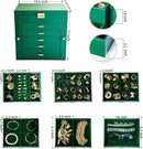 BOOVO Jewelry Box For women, 6 Layer Large Jewelry Organizer With Mirror, Multi-Function Storage Box With Lock, Necklace Holder With 5 Drawers, For Earrings Necklace Bracelet (Green and Gold) by TinyTreasures Baby Boutique