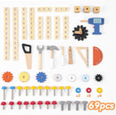69‑Piece Wooden Kids Tool Bench – Montessori Toddler Workbench with Pretend Power Drill, Clock & Storage Shelf – STEM Construction Play Set for Boys & Girls Ages 3‑5 by TinyTreasures Baby Boutique