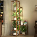 HOMKIRT Tall Corner Plant Stand with Grow Lights, Plant Shelf Indoor for Multiple Plants, Wood Plant Ladder Rack Holder Display Flower Stand for Living Room Balcony by GreenHaven Gardens