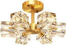 Semi Flush Mount Ceiling Light Fixture Modern 6 Lights Gold Crystal Chandelier,Brushed Nickel Sputnik Chandeliers for Hallway Entryway Bedroom Dining Room Farmhouse Kitchen Office by CozyNest Decor