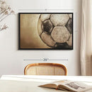 Elephant Stock Worn Soccer Ball Wall Art - Horizontal Framed Canvas - 1-Piece Living Room Wall Decor - Photography sports Canvas Print - Brown and Gray Decor for Wall - 25" X 17" by CozyNest Decor