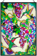 VEWOGARDEN Hummingbird Stained Glass Window Hangings 10" W x 15" H Bird Suncatcher Panel with Chain Windows Hanging Decor Ornament Gift by GreenHaven Gardens